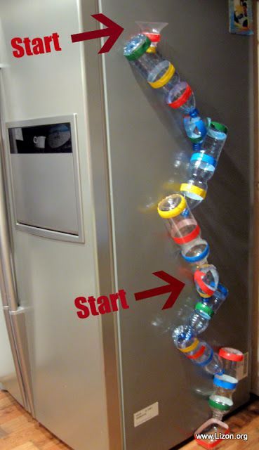 A marble run game from plastic bottles