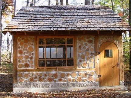 A tiny cordwood house