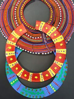 African Maasai necklace project for kids — all you need is a paper plate and some markers to make these colorful and beautiful