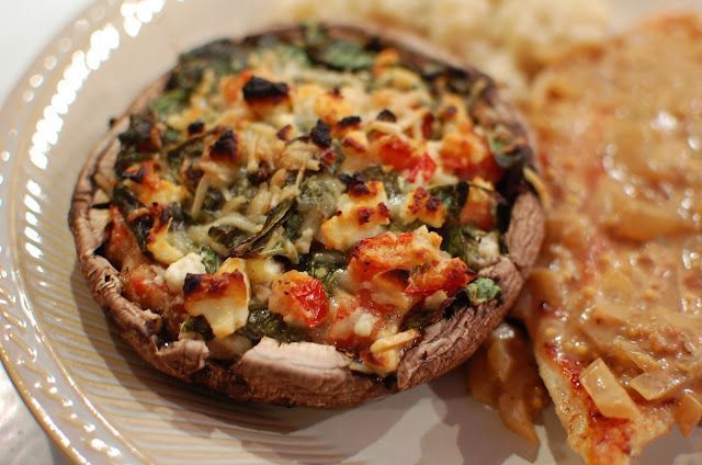 Always looking for high protein, low carb recipes; Spinach and Feta Stuffed Portabella Mushrooms
