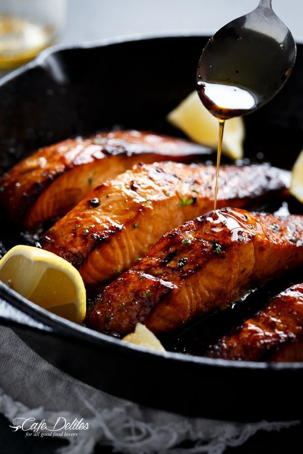 Browned Butter Honey Garlic Salmon! So crispy and juicy with only 3 ingredients in less than 10 minutes!