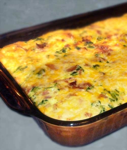 Cheesy Low Carb Casserole Recipe with Bacon and Eggs