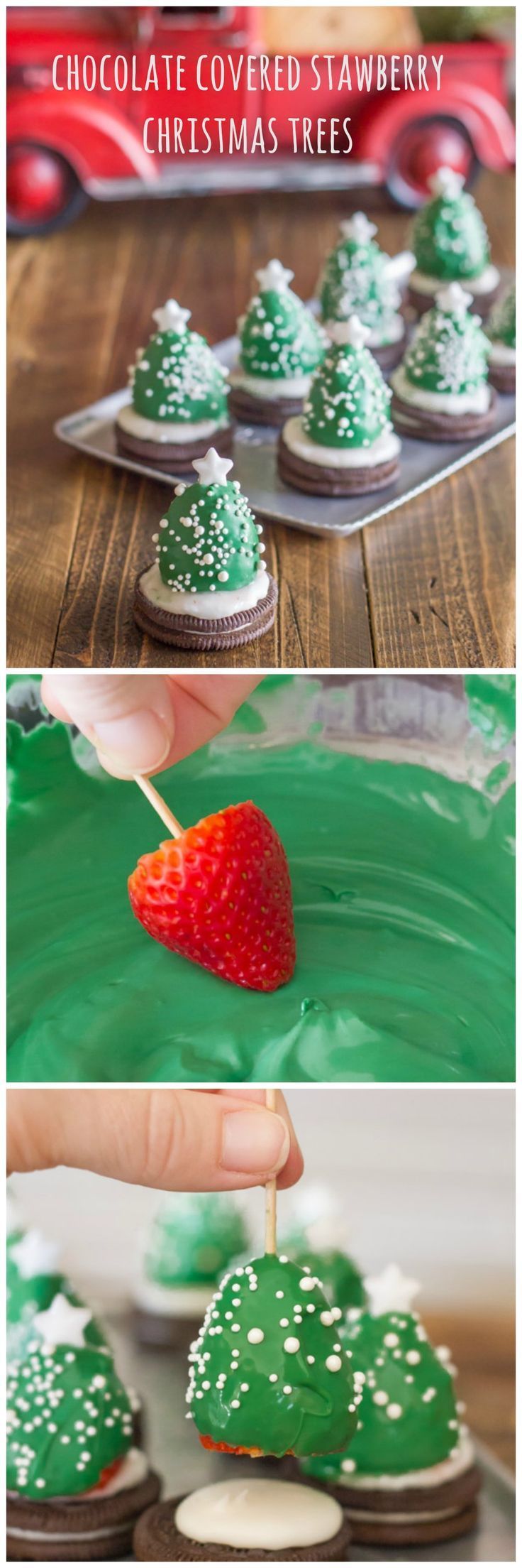 Chocolate-Covered Strawberry Christmas Trees ~ a fun, kid-friendly project for the holidays