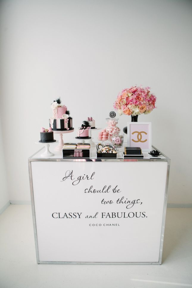 CoCo Chanel inspired dessert table party. A girl should be two things, classy & fabulous!
