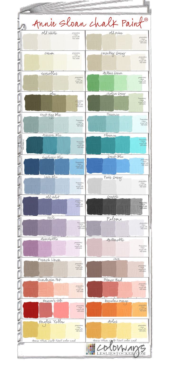 Colorways with Leslie Stocker » Most Popular Post Annie Sloan Chalk Paint® Tint Swatch Book. Color + White =Tints