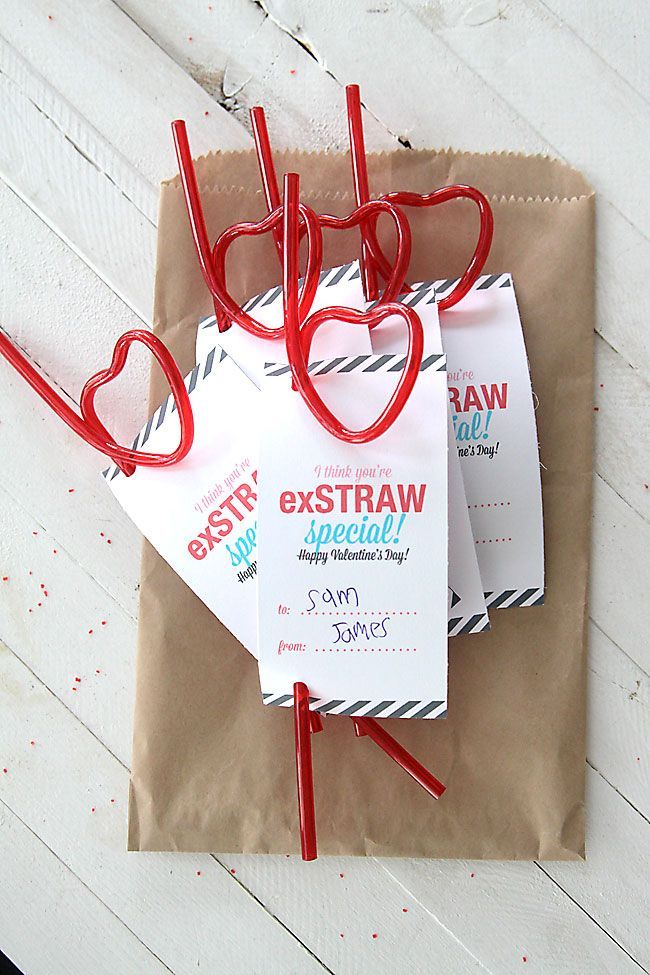 Cute and cheap! Love these Valentine’s Day cards using straws from the dollar store!