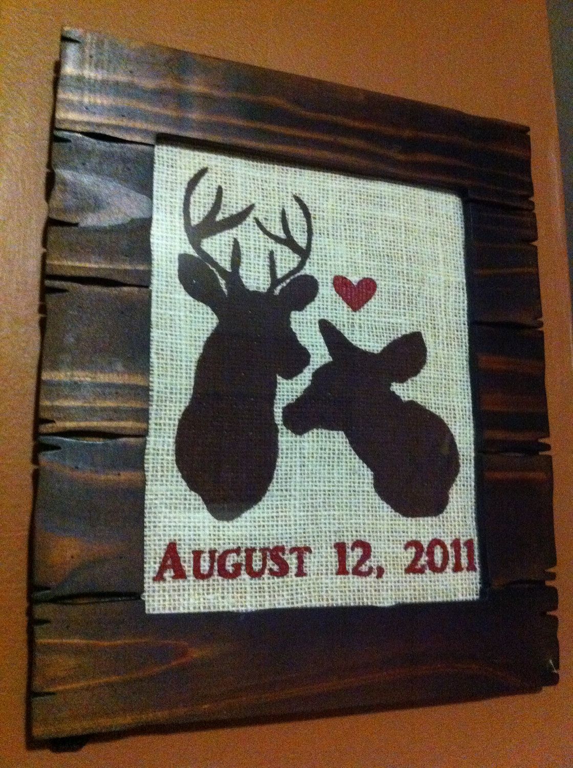 Deer Love Anniversary or Wedding Date Frame by RusticRoost on Etsy. $35.00, via Etsy.–l