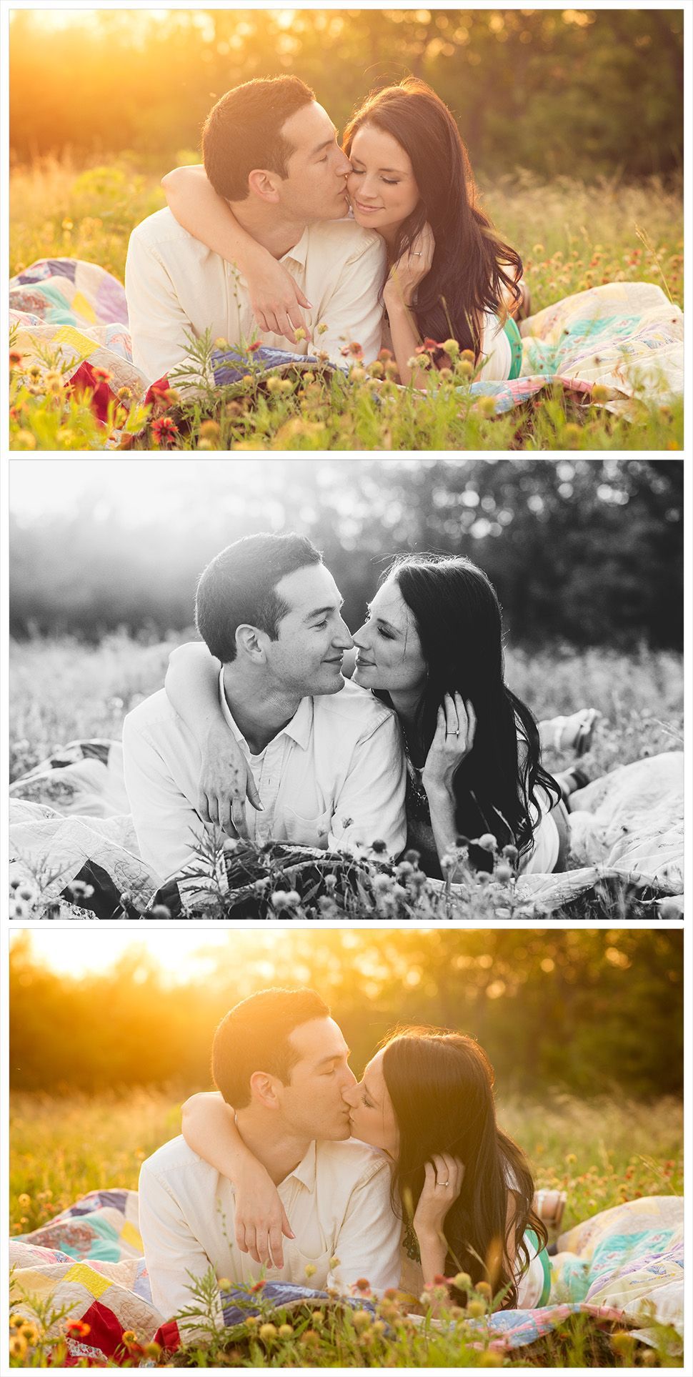 DFW Fort Worth photographer Angela Wynn photography: engagement session, cute, field, quilt, back light, gorgeous, love, wild