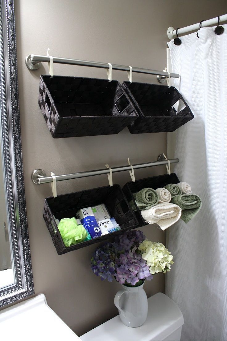DIY Basket OrganizationMake an organization solution for your bathroom by using some baskets, which you can find in any craft