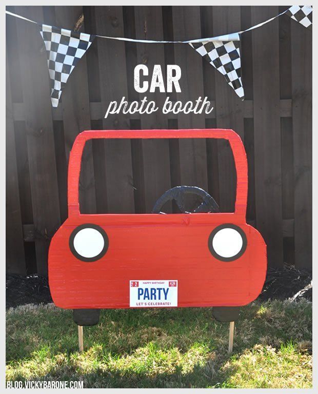 DIY Car Photo Booth | Vicky Barone | Kids race car birthday party ideas