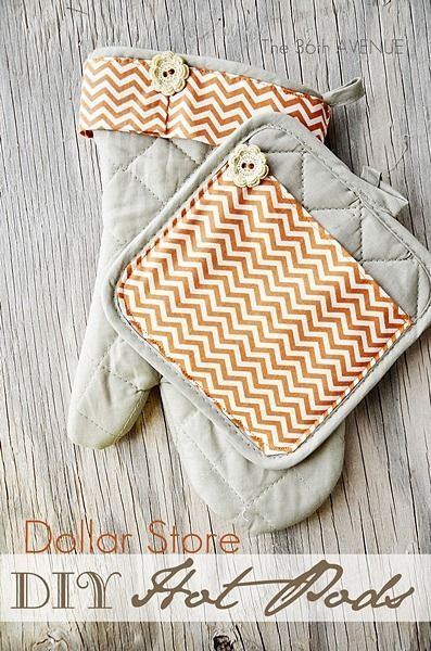 DIY Dollar Store Hot Pads     I bet these would sell good in some of the cool home decor fabrics since it’s so hard to find