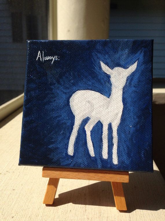 Doe Patronus 4×4 Acrylic on Canvas with 5″ easel by WallflowerBlossoms, $25.00 I just started a shop on etsy. Please visit and