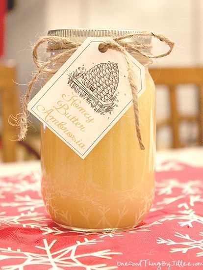 Easter honey butter ambrosia: sugar, cream, honey, butter & vanilla. makes two jars full & there is a downloadable printable label