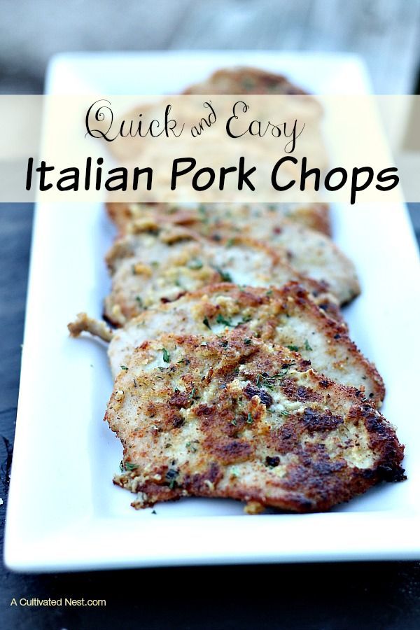 Easy dinner idea! Quick & Easy Italian Pork Chops These  pork chops are a snap to make, tender, juicy, and loaded with amazing