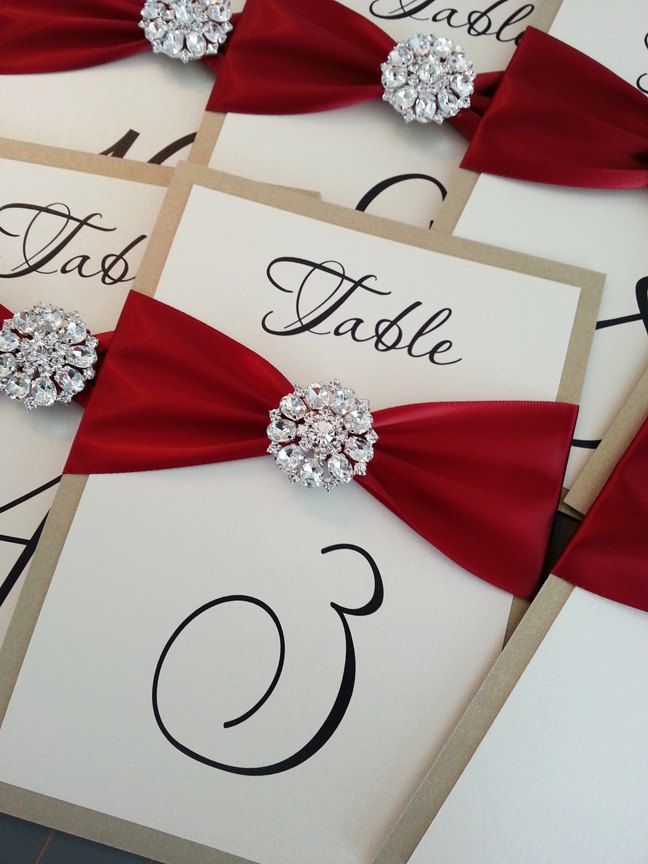 Elegant Crystal Embellishment Table Numbers, great for a winter wedding