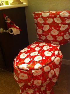 Elf on the Shelf Visit.. or wrap anything out of the ordinary. – I’m terrible at wrapping anything but thought this was hilarious