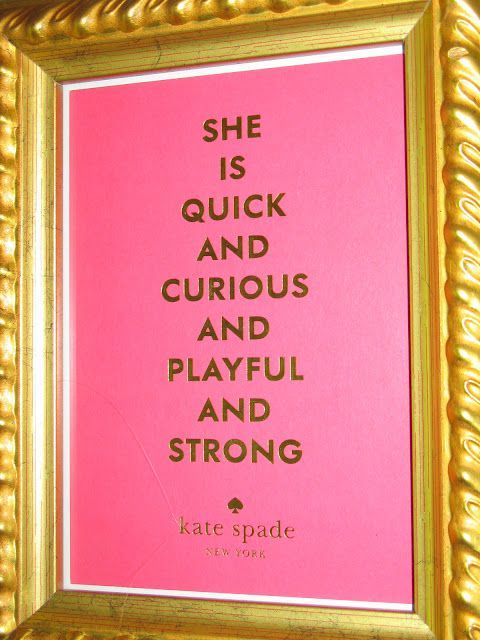Frame the cards that come in the box when you buy something from Kate Spade.   Use on tray in bathroom