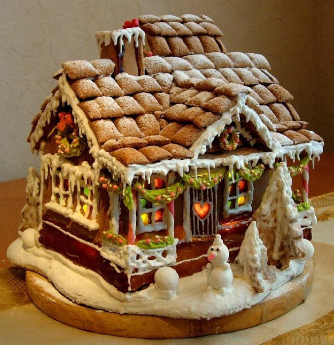 gingerbread house ideas-cereal roof shingles and stained glass windows