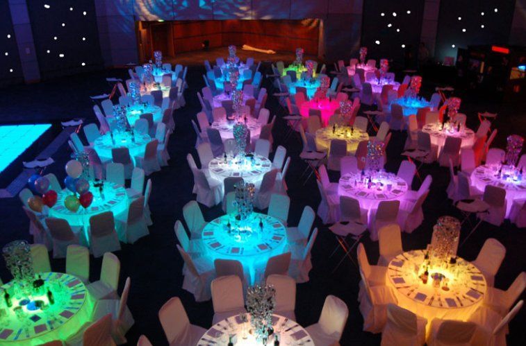 glowing wedding reception tables… epic
