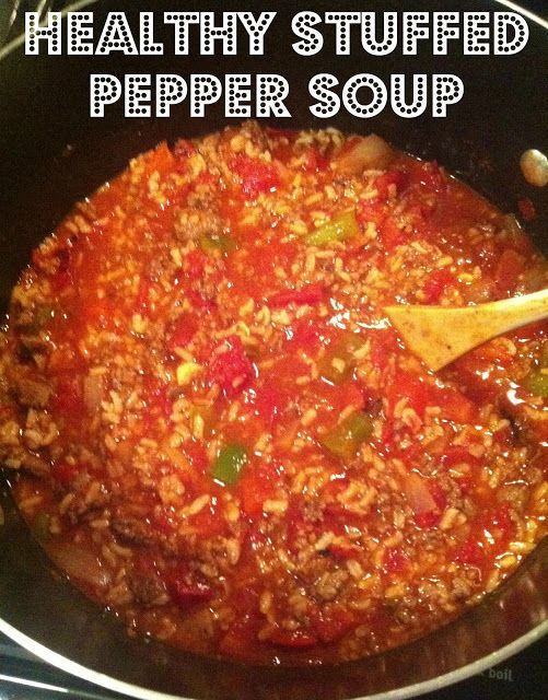 Healthy stuffed pepper soup! So good for the winter months and helping you stick to your New Year’s resolutions! Click through for