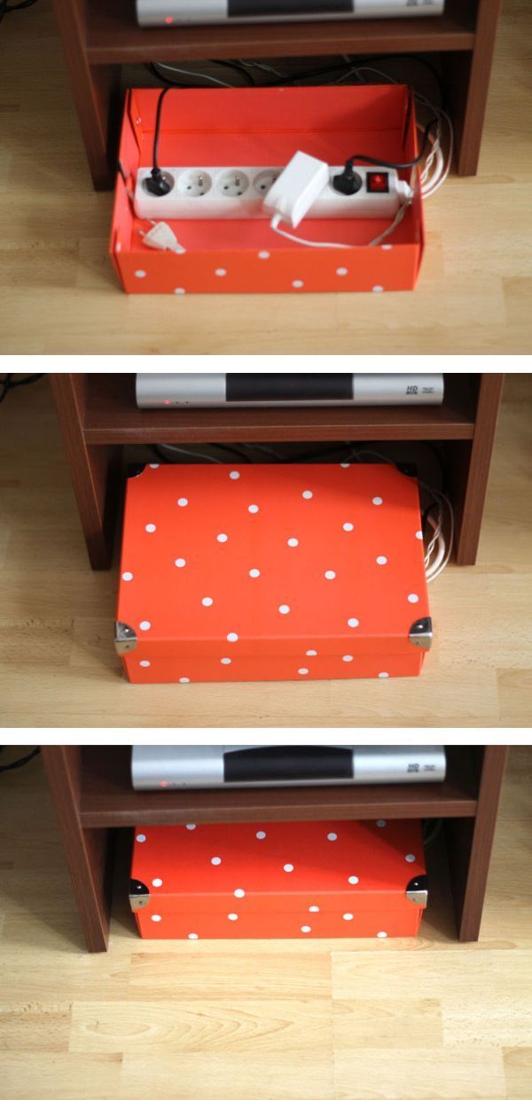 Hide cables in a box and attach an extension cord www.soniafigueroa…