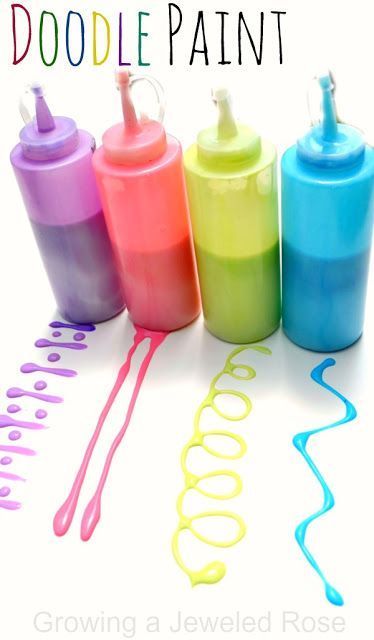 Homemade DOODLE Paint Recipe.  The consistency of the paint makes it really easy for kids to draw and make designs- SO FUN!