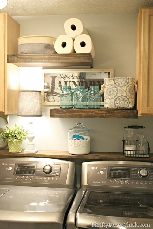 How to build floating shelves in the laundry room