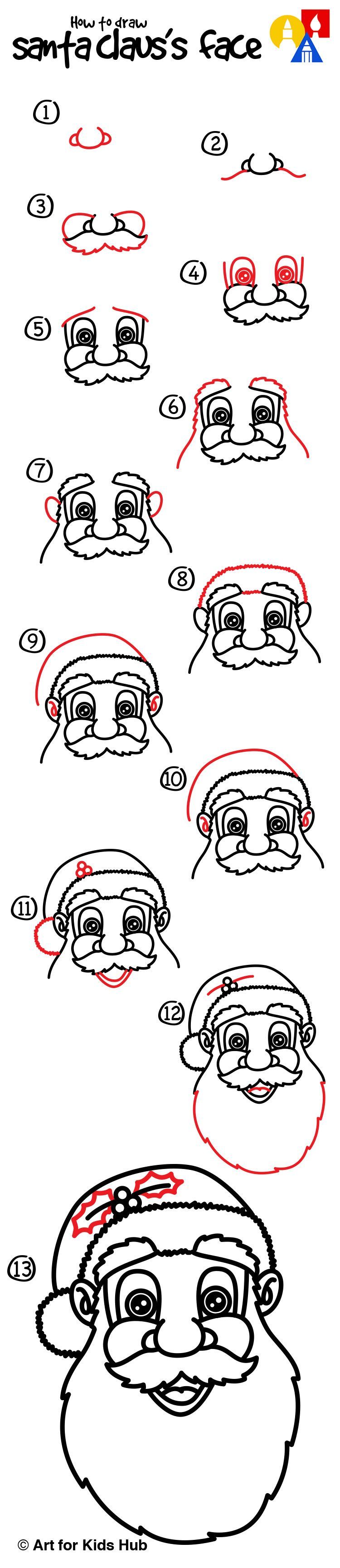 How to draw Santa Claus’s face!