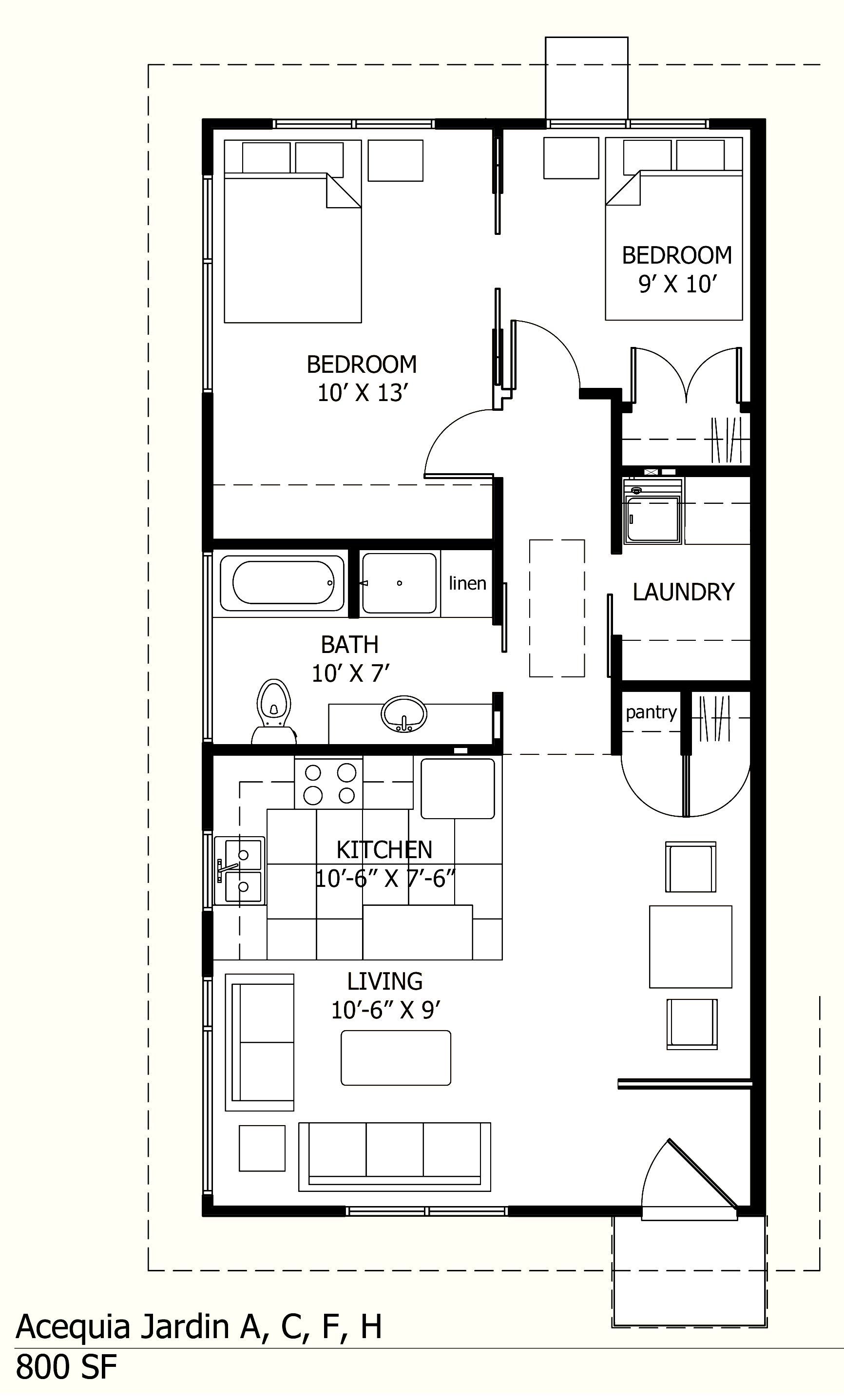 I like this one because there is a laundry room! :-) 800 sq ft floor plans – Bing Images