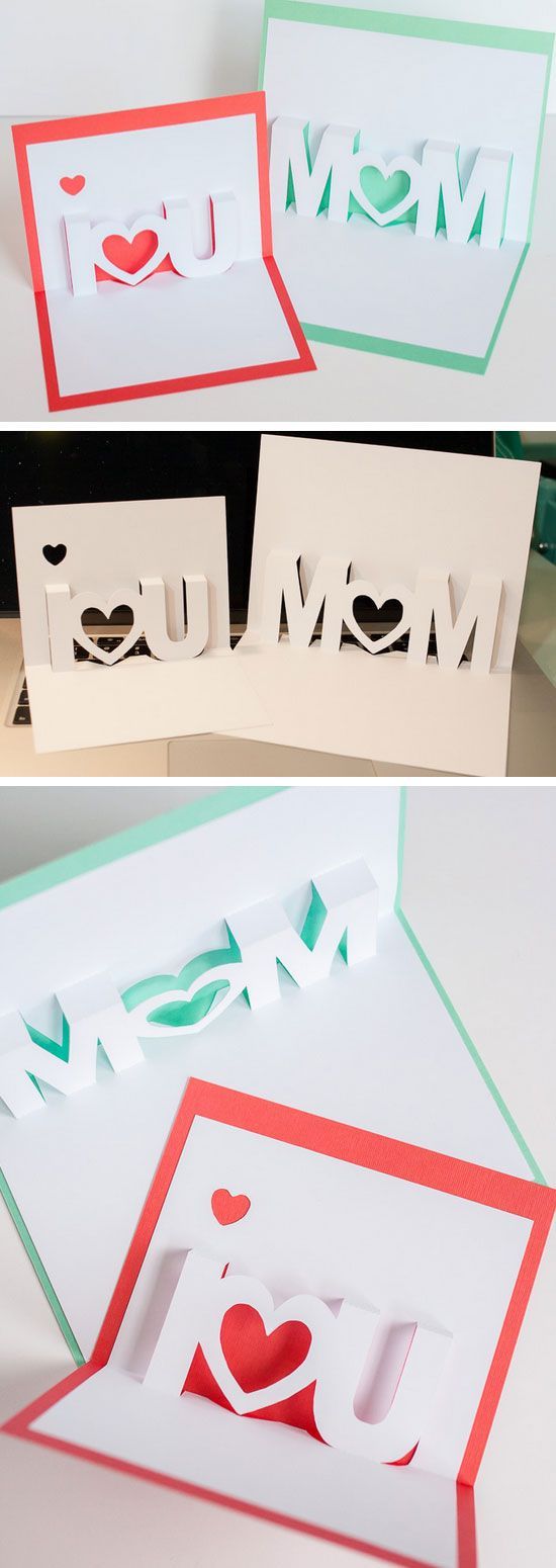 I Love You Pop Up Cards | Click Pic for 20 DIY Mothers Day Craft Ideas for Kids to Make | Homemade Mothers Day Crafts for Toddlers