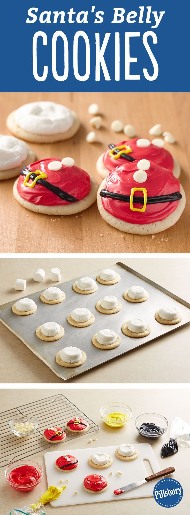 Is there anything cuter than these Santa Belly Cookies? Learn how to make these fun Christmas cookies. They are great to leave out