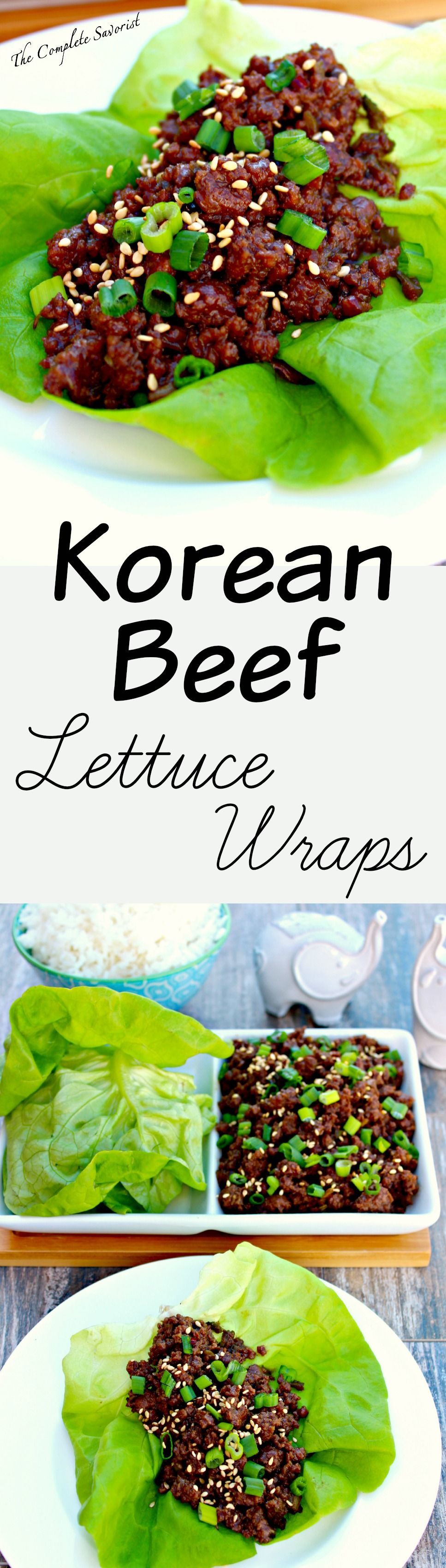 Korean Beef Lettuce Wraps ~ Sweet and mildly spiced beef served in a lettuce leaf. ~ The Complete Savorist