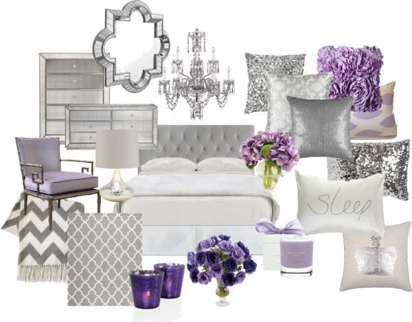 “Lavender and Grey Bedroom” by chloeg01 on Polyvore