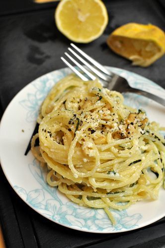 Lemon-Garlic Pasta.  Five ingredients is all that’s needed to whip up this fantastic side.  Takes no time at all!