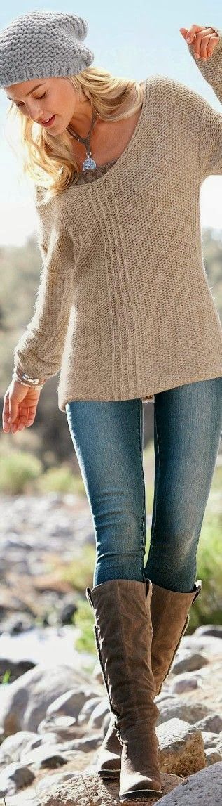 Long Boots With Crochet Sweater Click for more