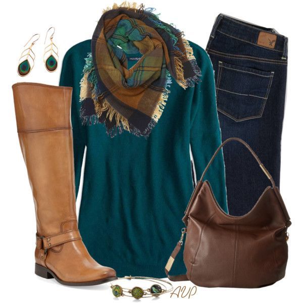 Love the peacock color…Sweater, Scarf, and Boots – Peacock for Fall, created by amy-phelps on Polyvore