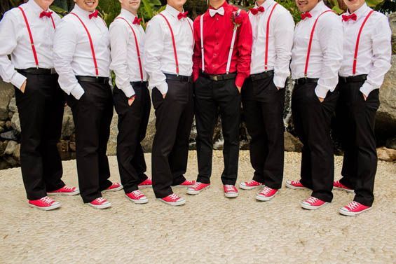 Love the suspenders and matching Converse for the groomsmen!