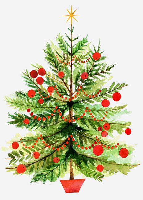 Margaret Berg Art: Vintage Christmas Tree with Berries