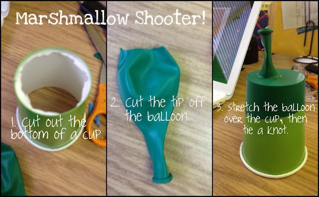Marshmallow shooters help reinforce push and pull, force, AND measurement!