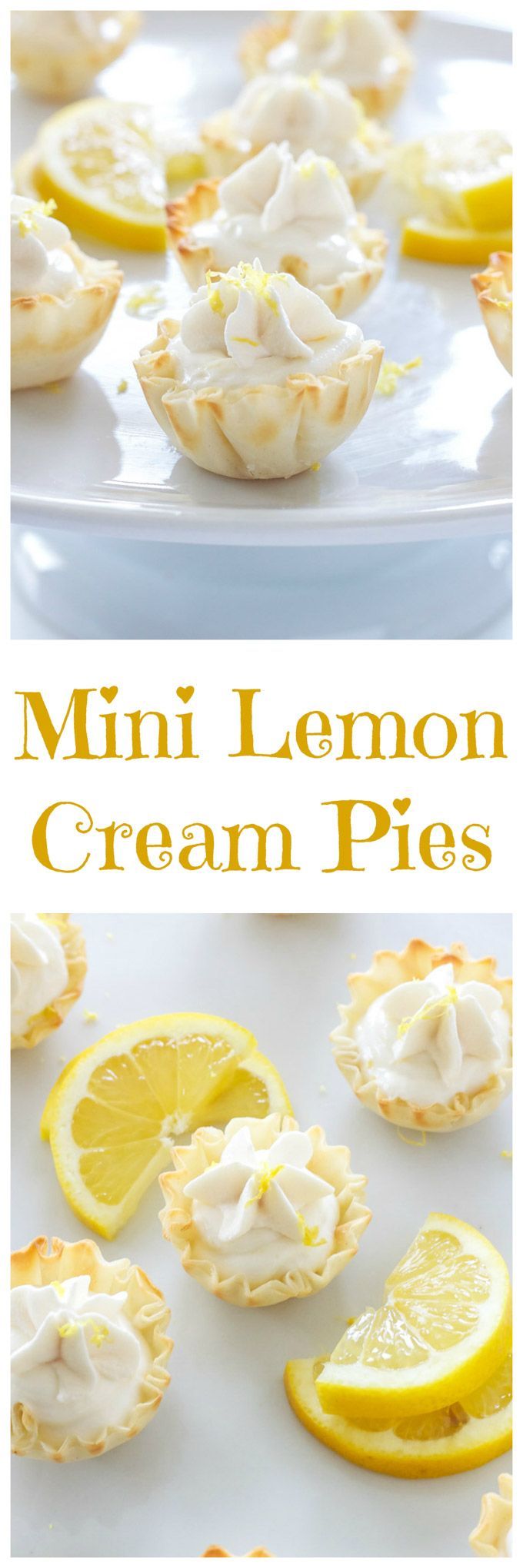 Mini Lemon Cream Pies | These one bite mini cream pies are a perfect sized dessert! | @Danae | Recipe Runner
