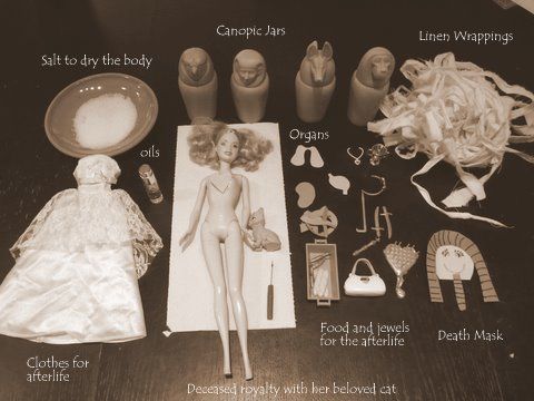 Mummify Barbie to learn Ancient Egypt mummification process and ritual (a bit cleaner than using a chicken!)