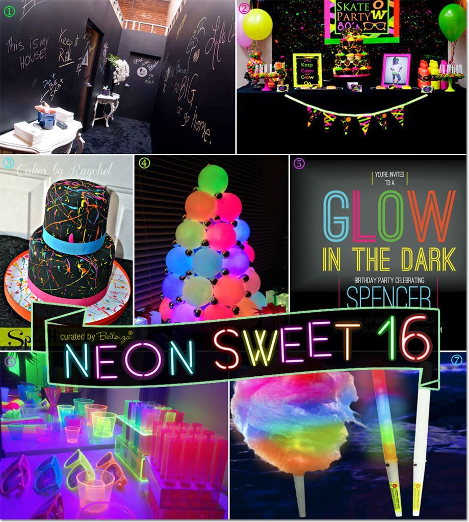 Neon Glow in the Dark Sweet 16 Party Ideas | as featured on the Party Suite at Bellenza
