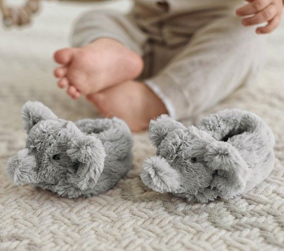Nursery Fur Animal Slippers | Pottery Barn Kids. Elephant Slippers :)