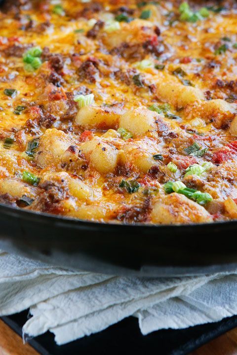 Oh my gosh you HAVE to try this Cheeseburger Gnocchi recipe!! Pillowy soft potato dumplings (gnocchi) are toasted for a crunchy