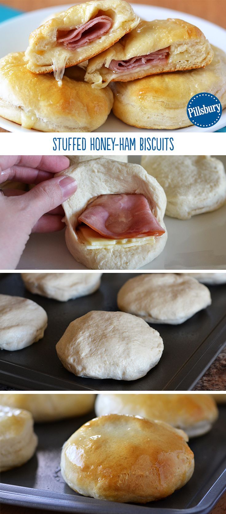 One of our top pinned recipes! These Stuffed Honey-Ham Biscuits are a simple dinner upgrade from the your  favorite sammie. You