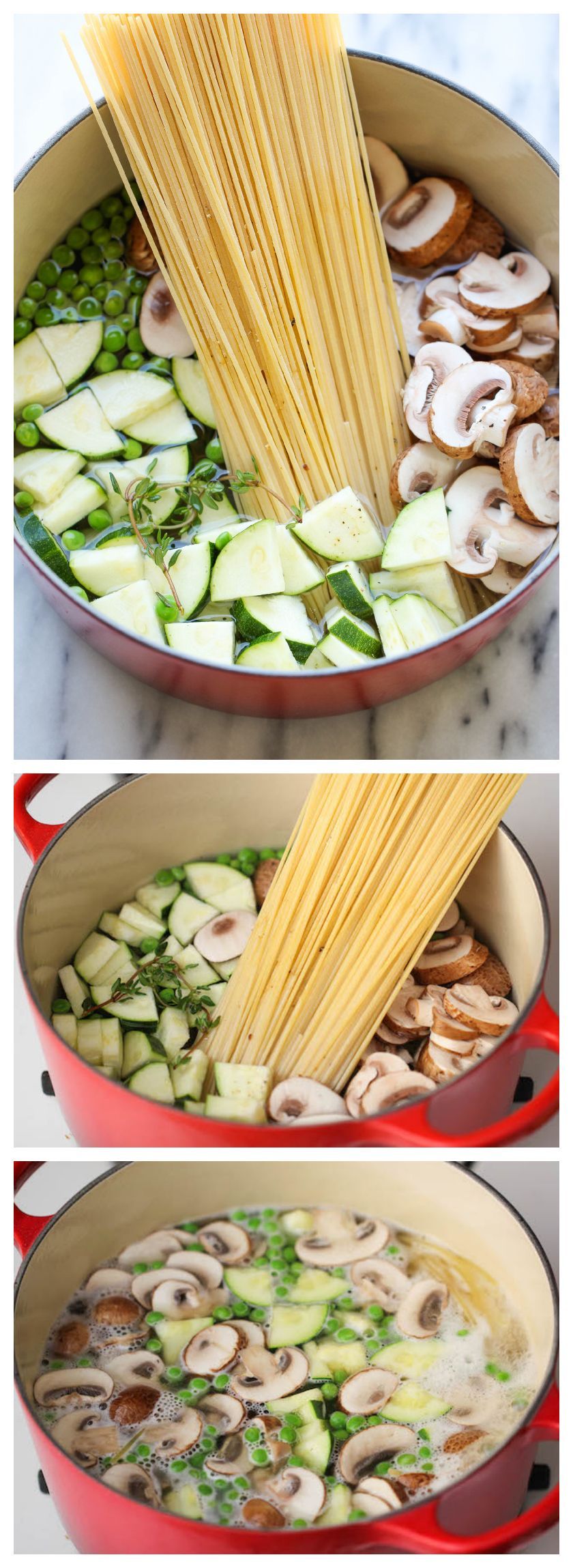 One Pot Zucchini Mushroom Pasta – A creamy, hearty pasta dish that you can make in just 20 min. Even the pasta gets cooked in the