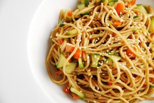 Oriental Cold Noodles Recipe – 6 Points + – LaaLoosh.  Sweet and tangy, this cold noodles recipe is incredibly easy to make and