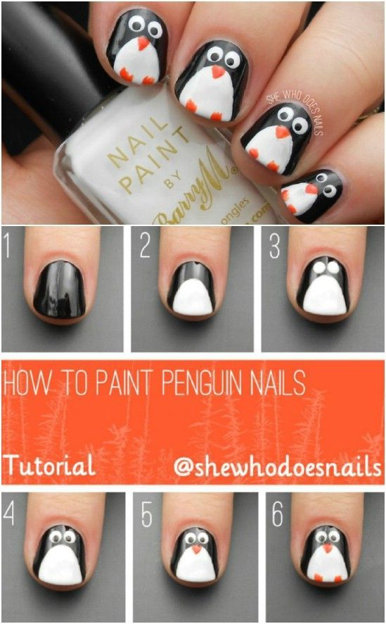 Penguin Power – 20 Fantastic DIY Christmas Nail Art Designs That Are Borderline Genius