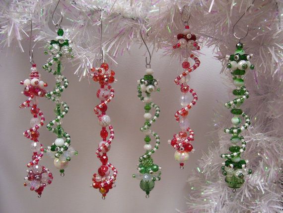 Peppermint and Candy Cane dangle ornaments