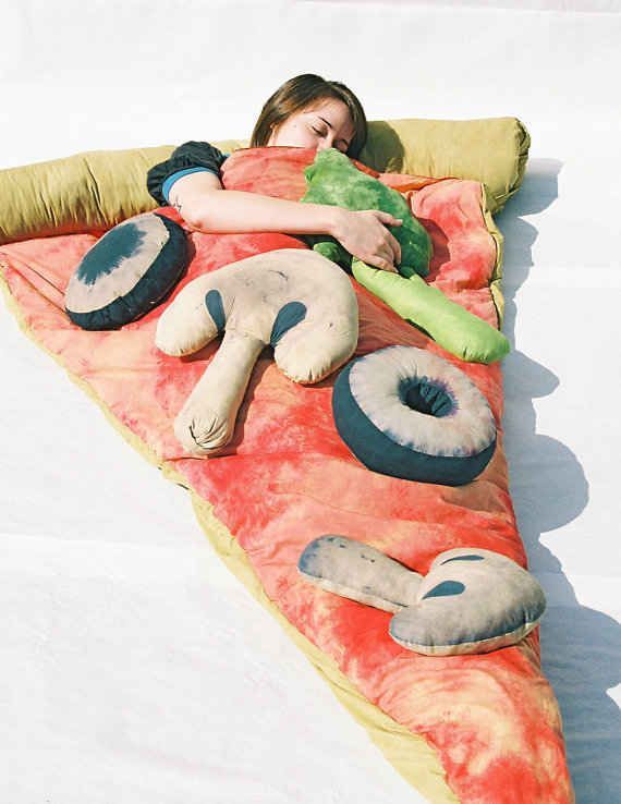 Pizza Sleeping Bag with Optional Vegetable Topping Pillows | 26 Things On Etsy You Need To Buy Right Now